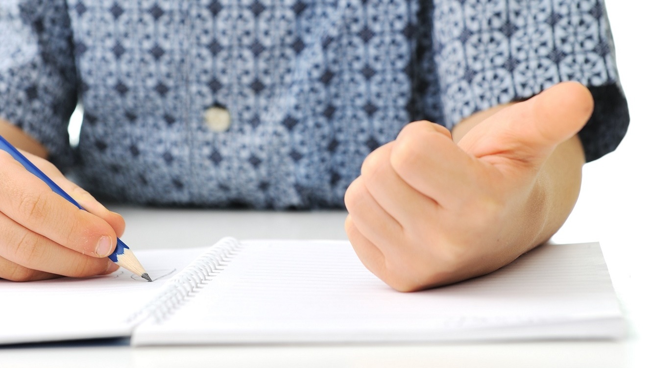 A pupil practising handwriting